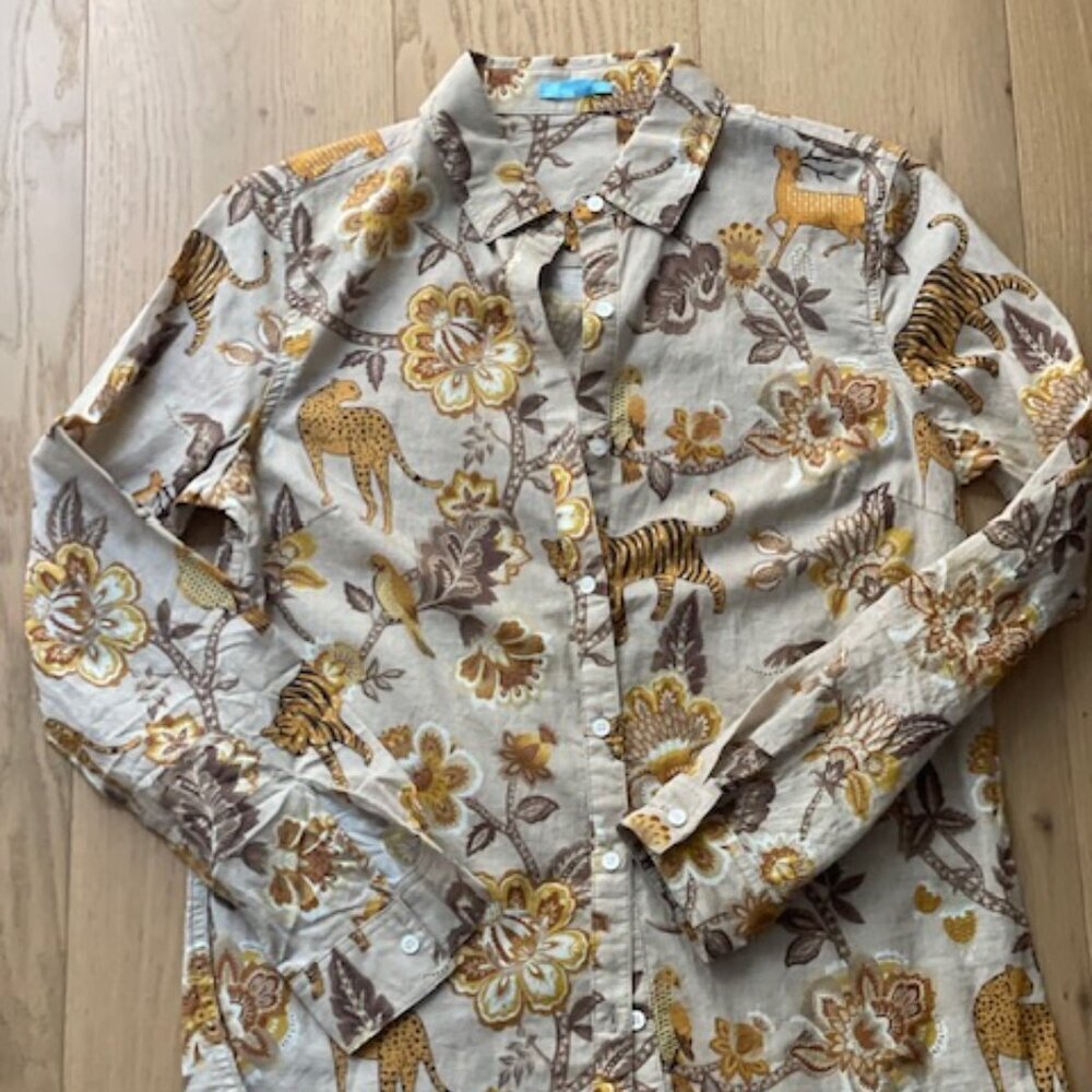 NWOT J McLaughlin Tigre Blosson Cotton Button Down Size Small - Picture 3 of 7